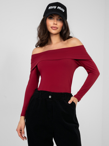 Bordowa dopasowana bluzka hiszpanka basic RUE PARIS