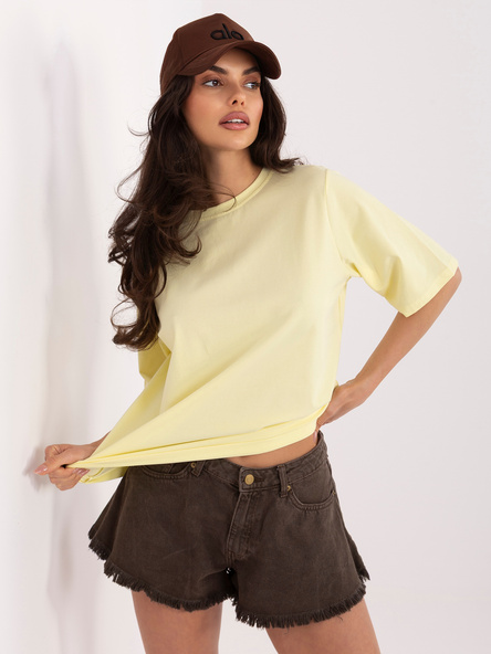 Jasnożółty bawełniany t-shirt oversize RUE PARIS