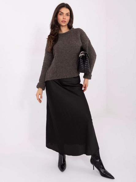 Ciemnoszary sweter boucle z domieszką alpaki