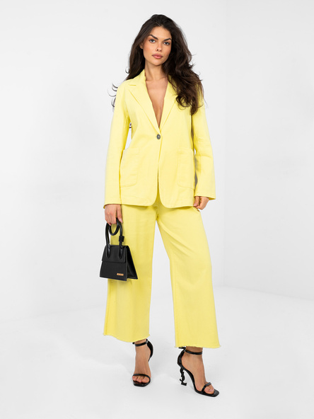 Pastelowa żółta jeansowa marynarka oversize RUE PARIS