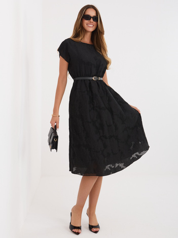 Czarna elegancka sukienka z domieszką lyocellu RUE PARIS