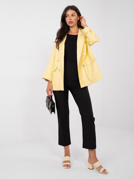 Jasnożółta casualowa marynarka z ekoskóry RUE PARIS