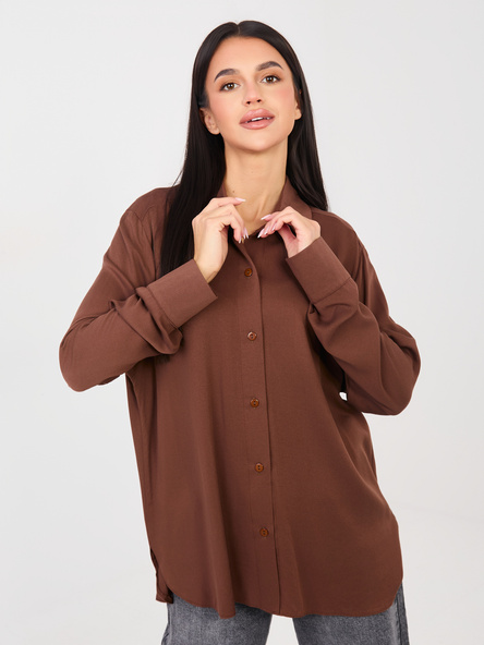 Brązowa damska koszula oversize z wiskozy