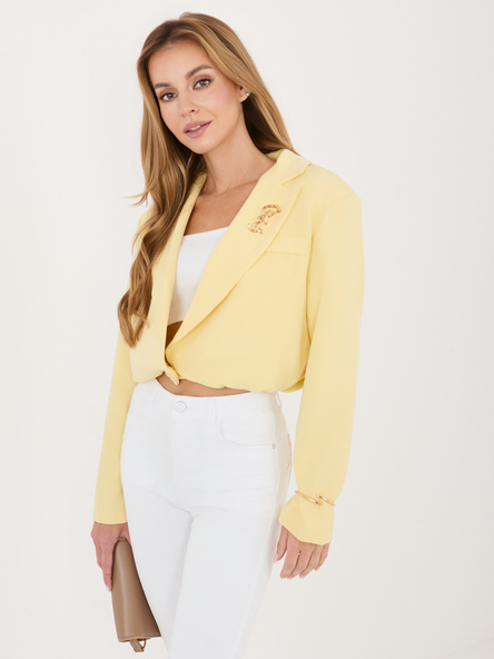 Jasnożółta krótka marynarka o kroju balloon