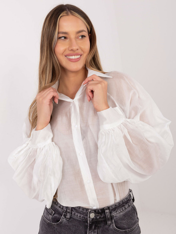 Biała przezroczysta koszula z kołnierzykiem