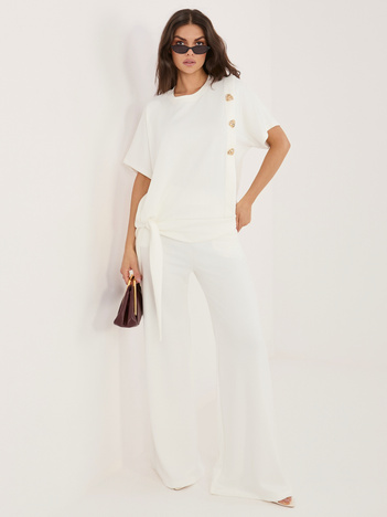 Ecru damski komplet z krótkim rękawem