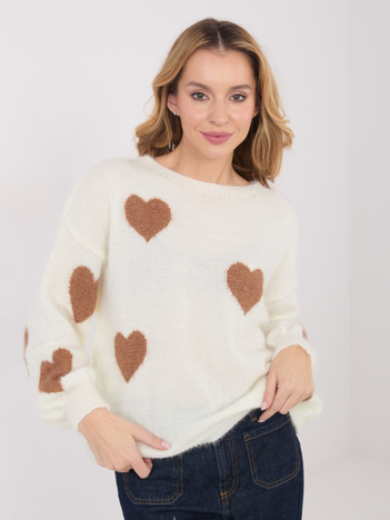 Ecru damski sweter z domieszką moheru