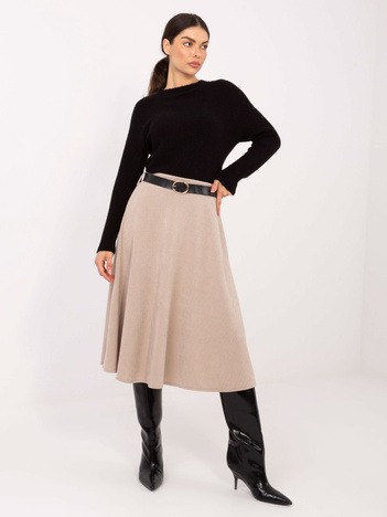 Beżowa spódnica o prążkowanej fakturze RUE PARIS