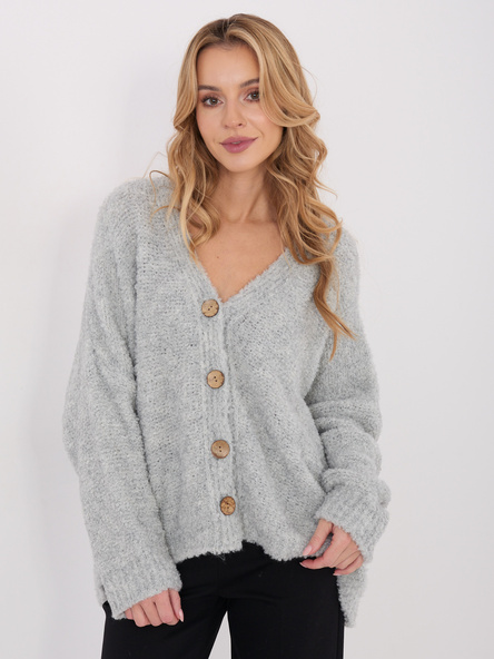 Szary sweter boucle o kroju oversize