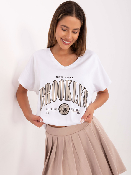 Biało-beżowy komplet z t-shirtem oversize