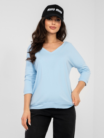 Pastelowa niebieska bluzka z dekoltem na plecach RUE PARIS