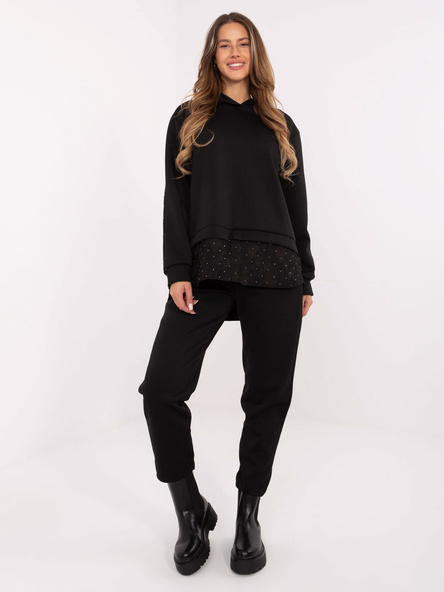 Czarny dwuczęściowy komplet z koronką