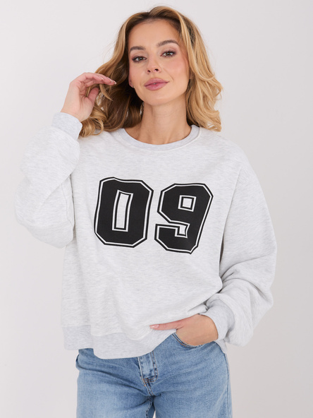 Jasnoszara bluza z kontrastowym nadrukiem