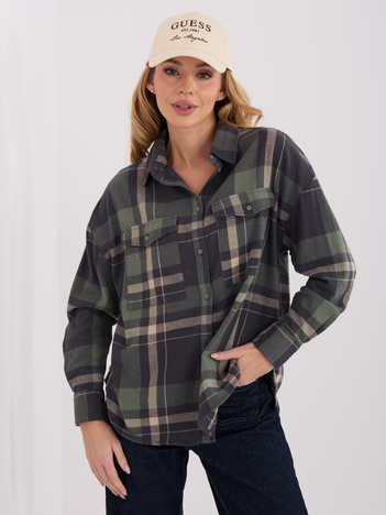 Khaki rozpinana koszula w kratę STITCH & SOUL