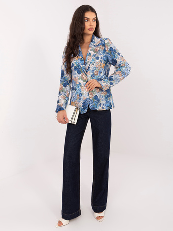 Ciemnoniebieska jednorzędowa marynarka z printem