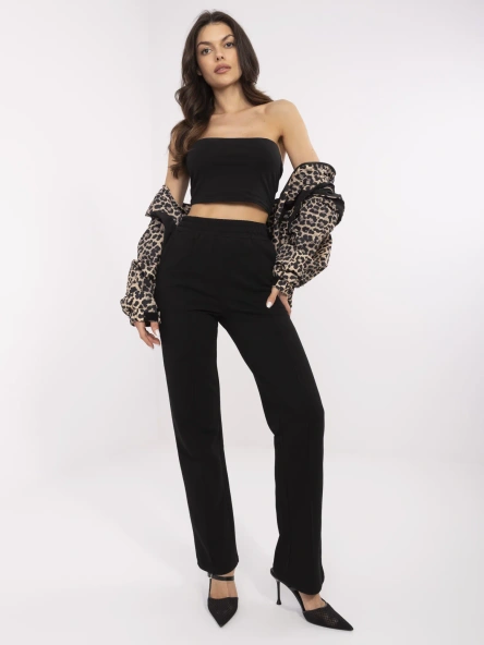 Czarne proste spodnie basic bez zapięcia