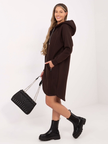 Czekoladowa długa bluza z kapturem
