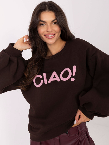 Ciemnobrązowa bluza z bufiastymi rękawami RUE PARIS