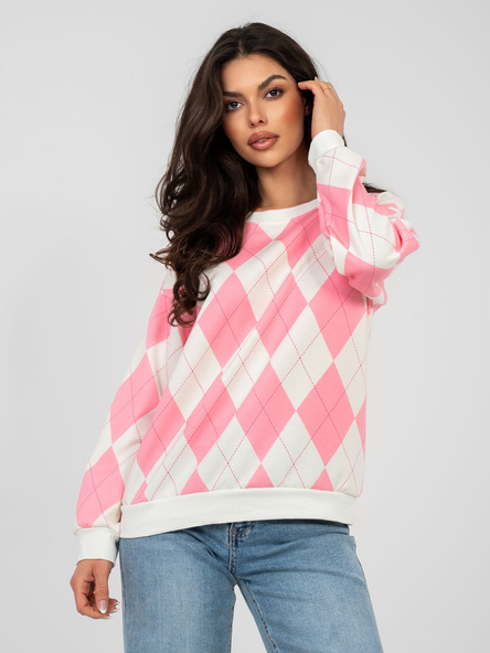 Różowa damska bluza oversize w romby