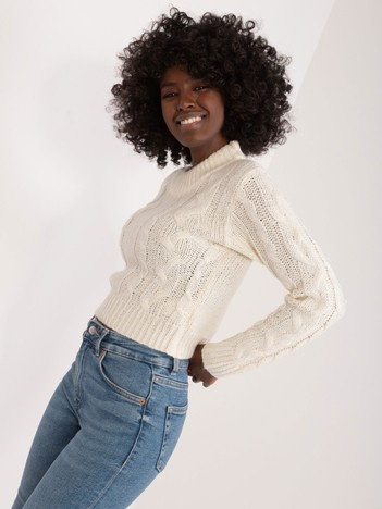 Ecru krótki sweter z warkoczami MAYFLIES