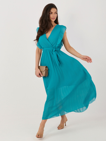 Morska letnia sukienka z wiązanym paskiem RUE PARIS