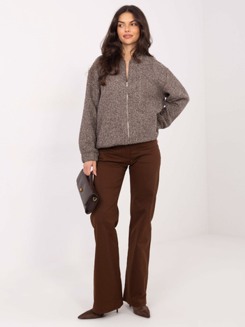 Ciemnobeżowa rozpinana bluza o kroju bomberki