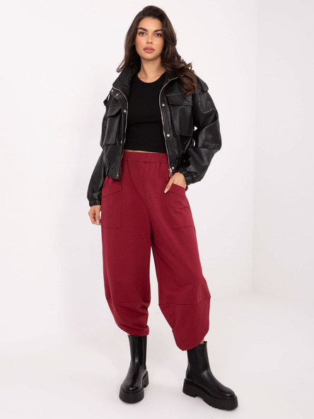 Bordowe dresowe spodnie z nogawką 7/8