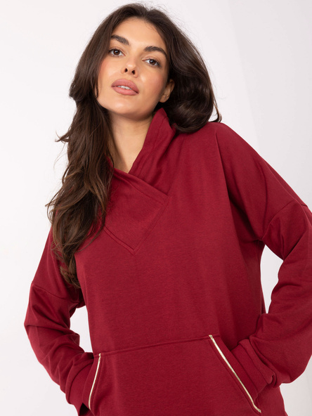 Bordowa bluza kangurka z bawełny RUE PARIS
