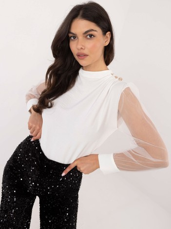 Biała elegancka bluzka z ozdobnymi guzikami