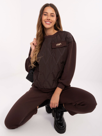 Ciemnobrązowy dwuczęściowy komplet z pikowaniem