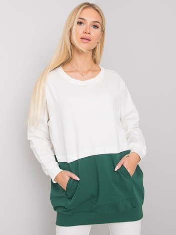 Ecru-ciemnozielona bluza kangurka Hartsville RUE PARIS