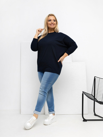 Granatowa damska bluzka plus size z bawełny