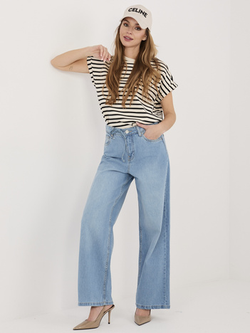 Niebieskie szerokie jeansy z wiązaniem SUBLEVEL