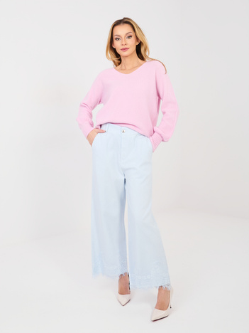 Jasnoniebieskie jeansy z gumką w pasie RUE PARIS