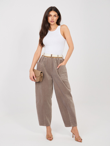 Fango sztruksowe spodnie z paskiem RUE PARIS