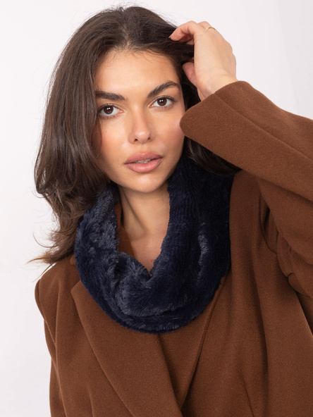 Granatowy futrzany komin damski