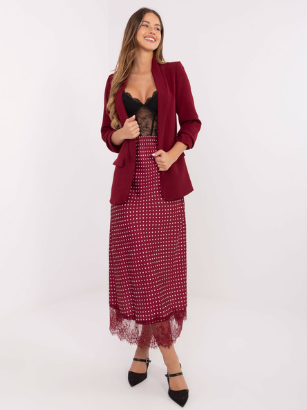 Bordowa midi spódnica z koronką RUE PARIS
