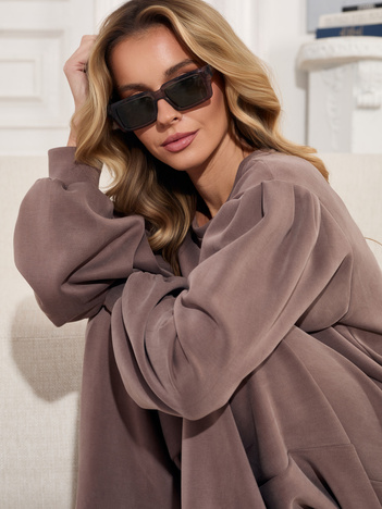 Ciemnobeżowa bluza z bufiastymi rękawami