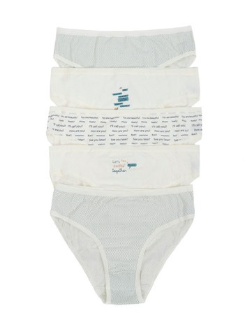 Ecru damskie majtki z nadrukiem 5-pak