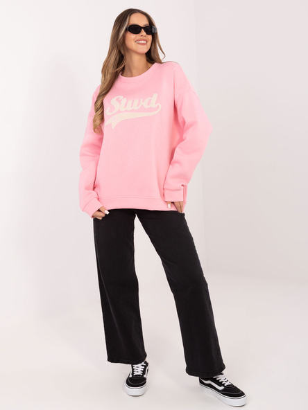 Jasnoróżowa damska bluza oversize z ociepleniem RUE PARIS