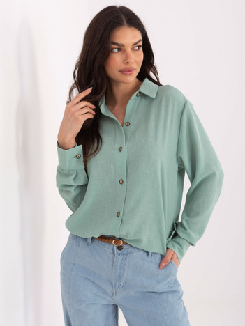 Miętowa rozpinana koszula z bawełny