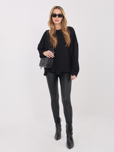 Czarna bluza z okrągłym dekoltem RUE PARIS