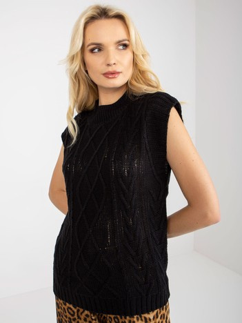 Czarna kamizelka dzianinowa z warkoczami SUBLEVEL