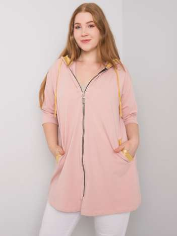 Brudnoróżowa bluza plus size na suwak Lounes