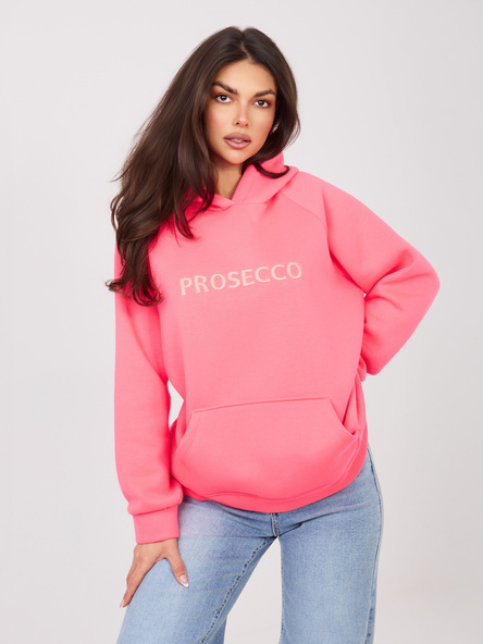 Fluo różowa bluza kangurka z kapturem RUE PARIS