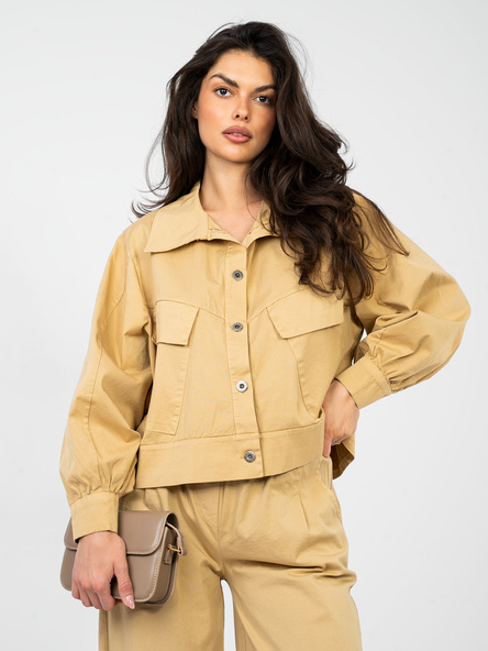 Camelowa koszula oversize z bawełny RUE PARIS