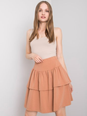 Camelowa spódnica mini z falbanami Jenny