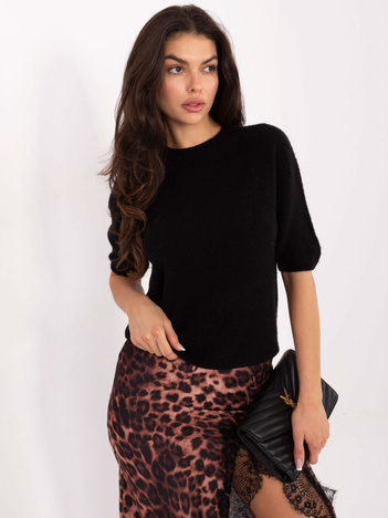 Czarny damski sweter z okrągłym dekoltem