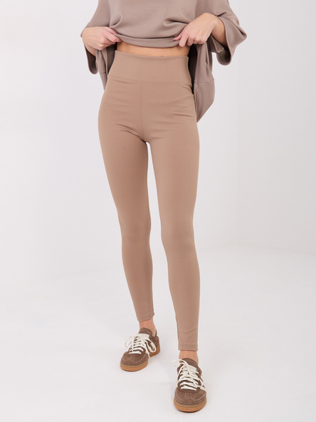 Ciemnobeżowe legginsy z wysokim stanem