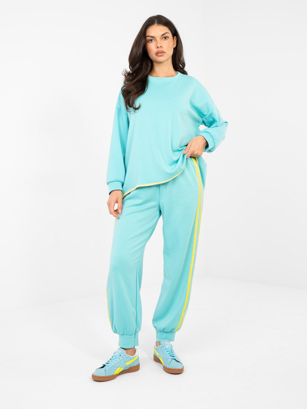 Miętowy dresowy komplet z bluzą oversize RUE PARIS